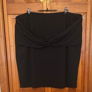 Eloquii Black Midi Pencil Skirt w/ Front Knot Detail Plus Size 28 NWT